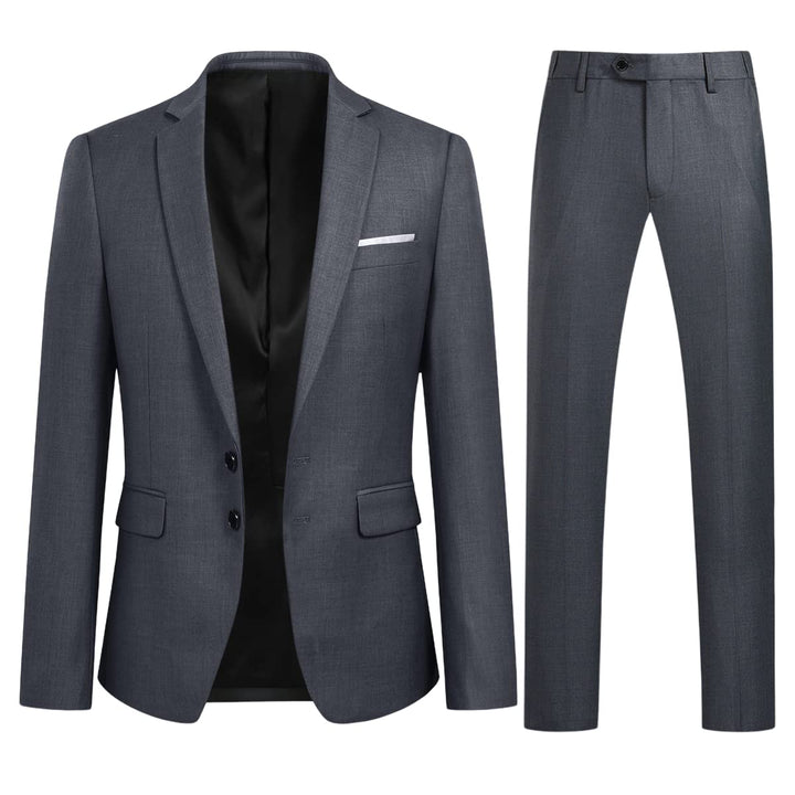 YOUTHUP Herren 2 Teilig Anzug Modern Slim fit Anzüge Einreiher Anzugsjacke Anzughose Business Hochze