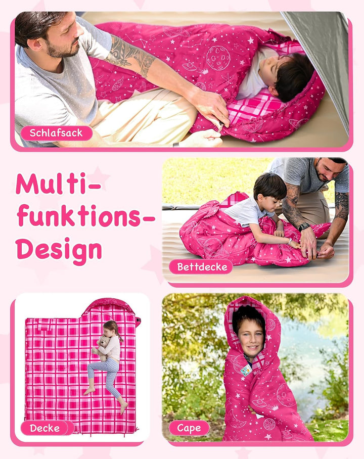 Kingcamp Kinderschlafsack Baumwolle Flanell Sommer bis 145cm | Deckenschlafsack für Kinder 10-12 Jah