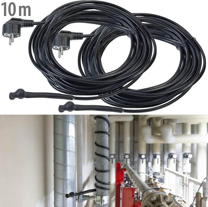 Royal Gardineer Pflanzenheizung: 2er-Set Frostschutzkabel mit Thermostat, 10 m Heizkabel, 150 W, IPX