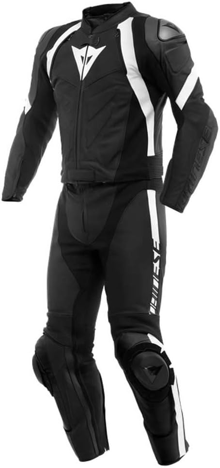 Dainese Avro 4 2-Teiler Motorrad Lederkombi (Black/White,48) 48 BLACK-MATT/BLACK-MATT/WH, 48 BLACK-M
