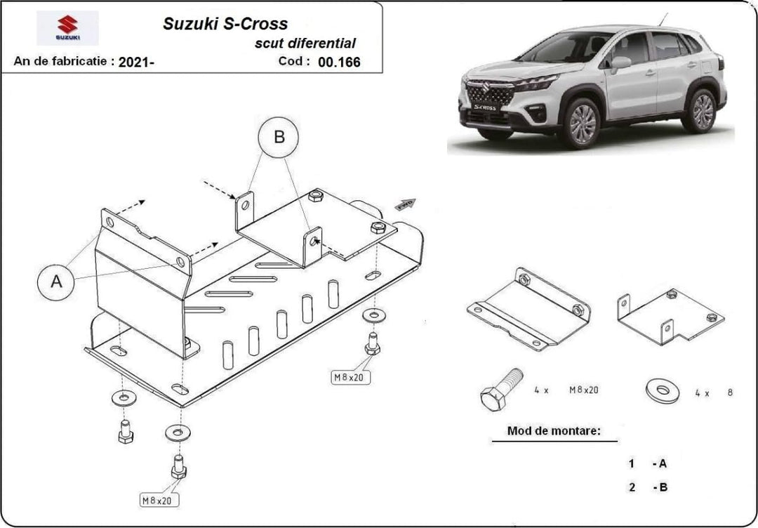 Aluminium-Differentialschutz kompatibel mit Suzuki S-Cross (2021-2025)