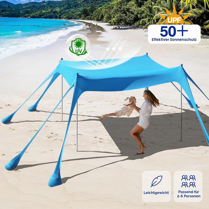 Rhino Valley Strandmuschel, Strandzelt Sonnenschutz UV 50+, Windschutz Strandzelt, Tragbar Sonnenseg