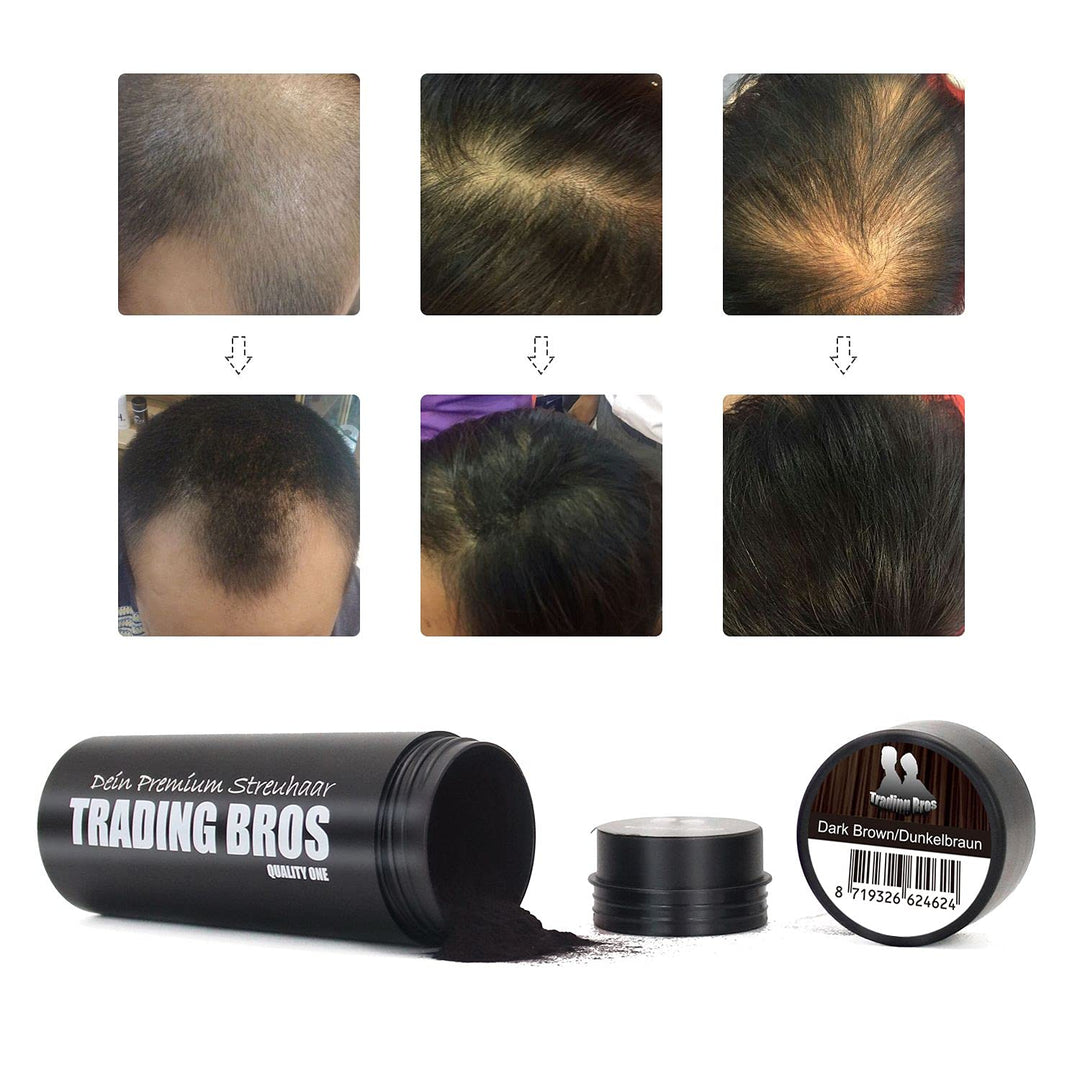 sofort dichtes Haar XXL Premium Haarverdichtung Streuhaar Schütthaar Trading Bros Dunkelbraun 28g, D