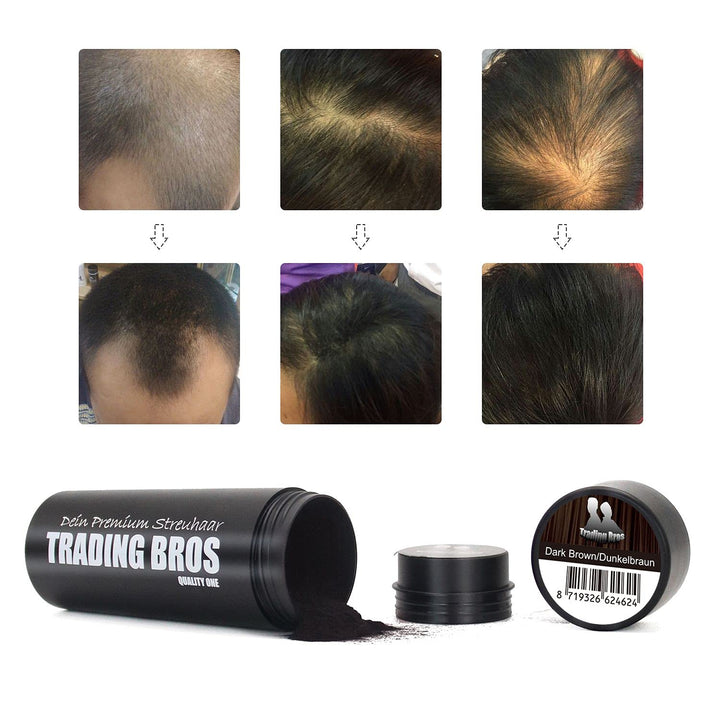 sofort dichtes Haar XXL Premium Haarverdichtung Streuhaar Schütthaar Trading Bros Dunkelbraun 28g, D