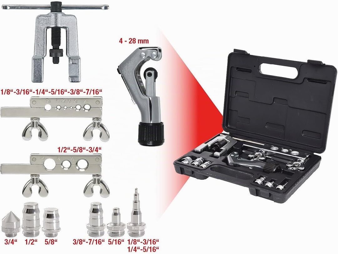 KS Tools 122.1100 Klima-Kälte-Bördel- und Muffen-Satz 1/8"-3/4", 10-tlg.