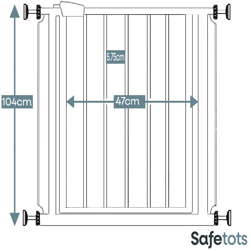 Safetots Extrahohes Metall-Sicherheitsgitter, Druckmontage, 75cm - 82.6cm, Schiefergrau, 104cm Höhe,