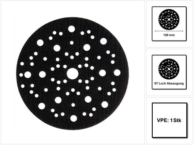 Mirka Schutzauflage Ø 150mm 67-Loch, 5 Stück, zum Schützen von Schleiftellern mit Klettbelag, 829561