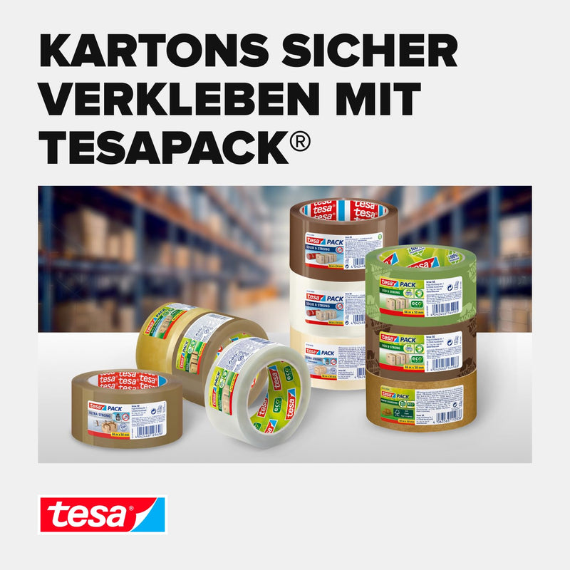 tesa 04713-00000-00 pack 4713 Paketband, Papier Klebeband zum Verschliessen von Verpackungen, recycl