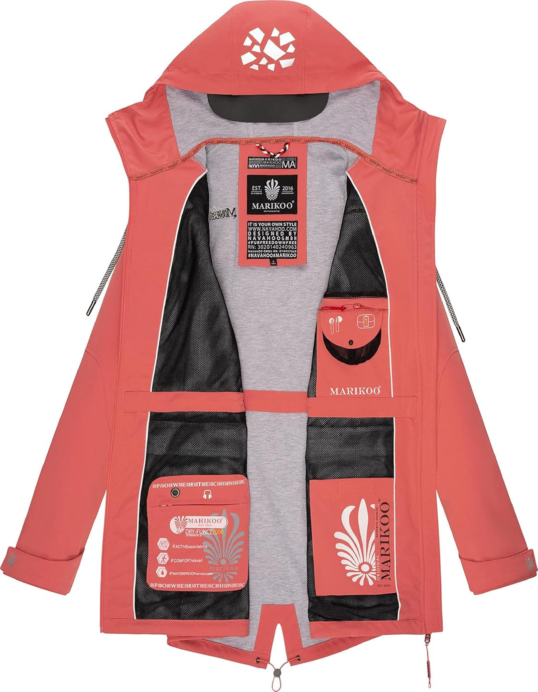 MARIKOO Damen wasserdichter Softshellmantel Softshelljacke Outdoorjacke Übergangsjacke Parka Kapuze