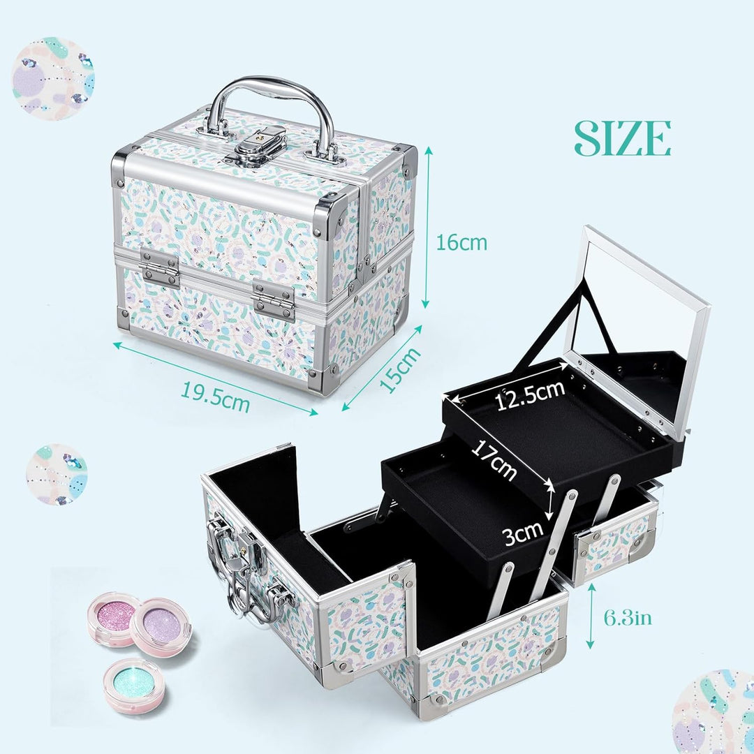 Joligrace Kosmetikkoffer Schminkkoffer, Kosmetik Make up Organizer Koffer Mit Schlüssel und Spiegel