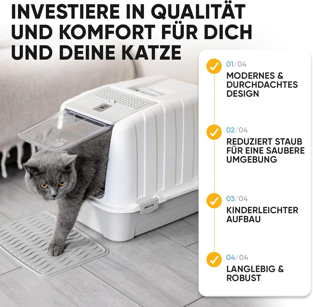 CROPLAS Katzenklo mit Deckel und Aktivkohlefilter, inklusive Katzenklo Matte und Katzenklo Schaufel