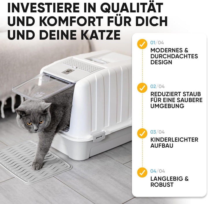 CROPLAS Katzenklo mit Deckel und Aktivkohlefilter, inklusive Katzenklo Matte und Katzenklo Schaufel