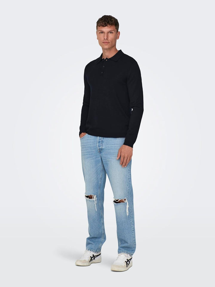 Only & Sons Male Polo ONSWYLER Pullover M Dark Navy, M Dark Navy