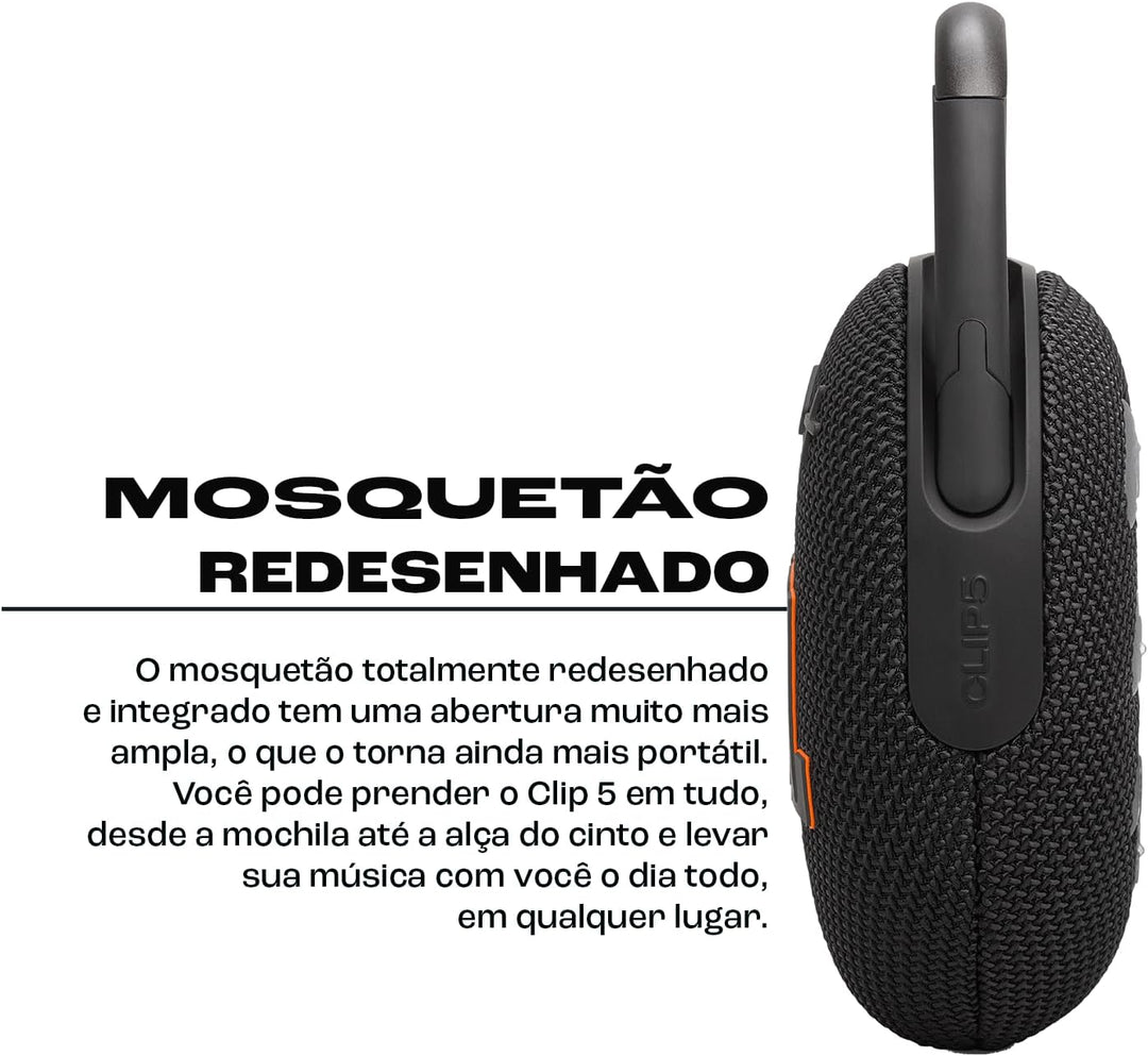 JBL Clip 5 in Black - Portable Bluetooth Speaker Box Pro Sound, Deep Bass and Playtime Boost Functio