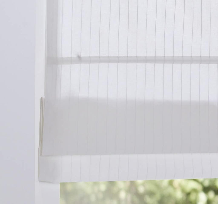 Raffrollo Ösenrollo Verlock gestreift Blickdicht Weiss Breite 80 x Höhe 140 cm 80 x 140 cm Weiss, 80