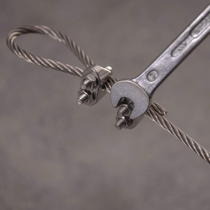 Drahtseile24 Edelstahlseil Set mit 6x Seilklemmen und 2x Seilkauschen | Edelstahl Drahtseil Set | 2m