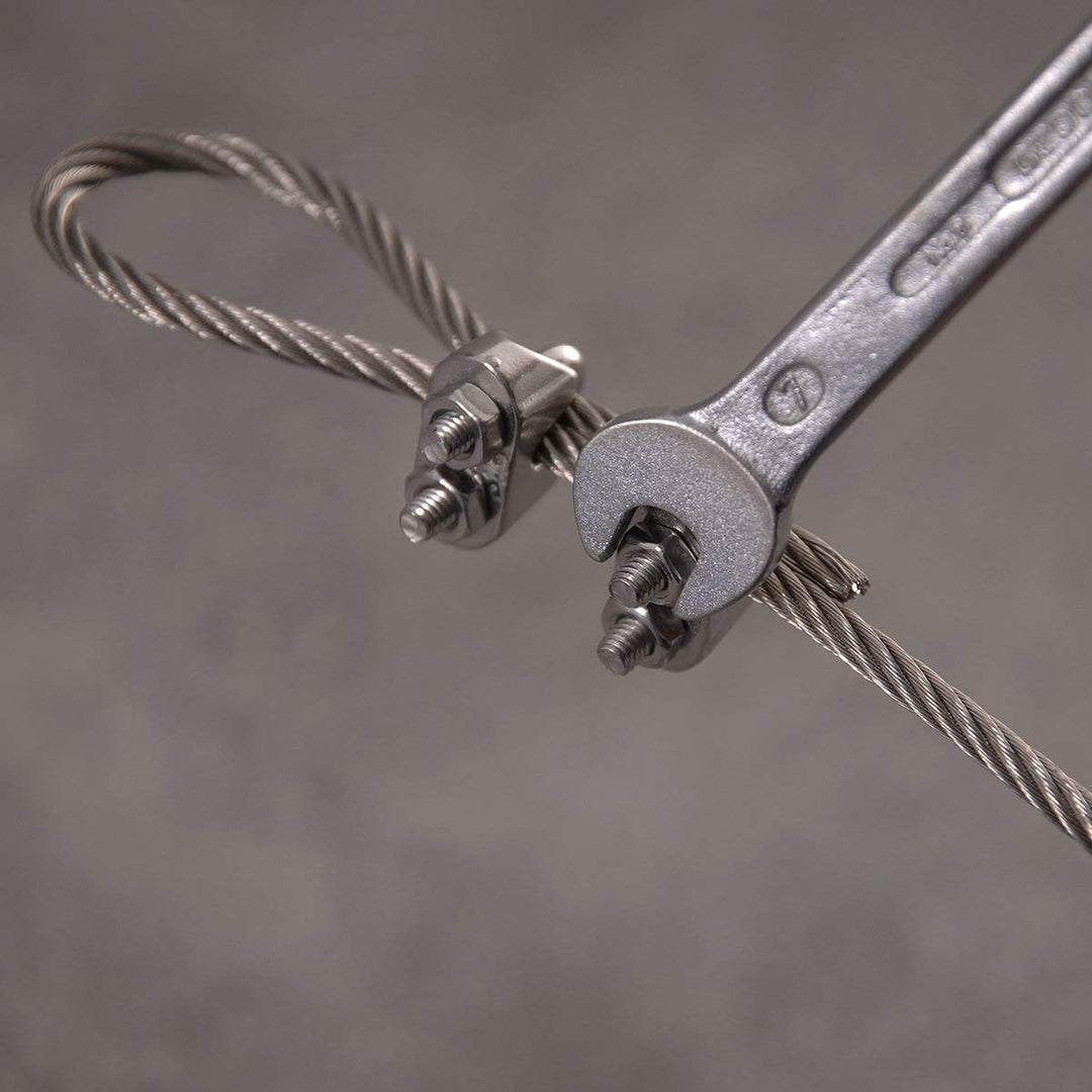 Drahtseile24 Edelstahlseil Set mit 6x Seilklemmen und 2x Seilkauschen | Edelstahl Drahtseil Set | 2m