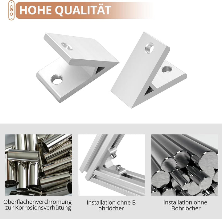 Eckwinkel Befestigungsmaterial Innenwinkel 45Grad 4040 Winkelverbinder Kamtop 10× Alu-Eckwinkel Prof