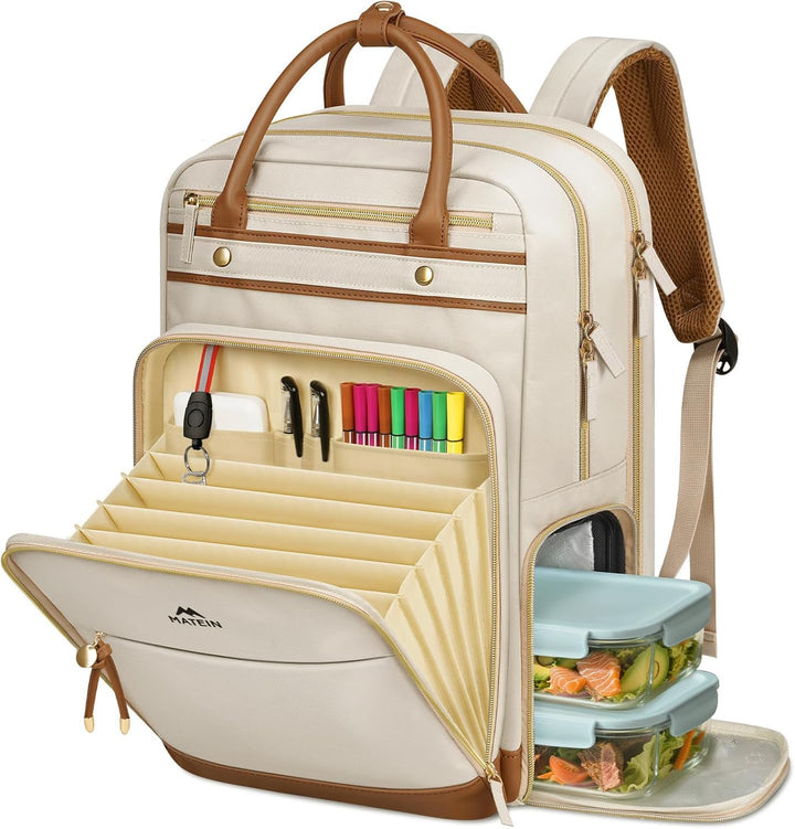 MATEIN Laptop Rucksack Damen 15,6 Zoll mit Abnehmbar Kühlfach, Lehrer Rucksack Damen mit USB Ladeans