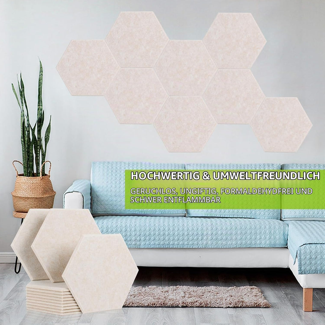 Rdutuok 12 Stück Akustik Panel,30x26x1cm Hexagon Akustik Absorber Schallschutzplatten Akustikpaneele