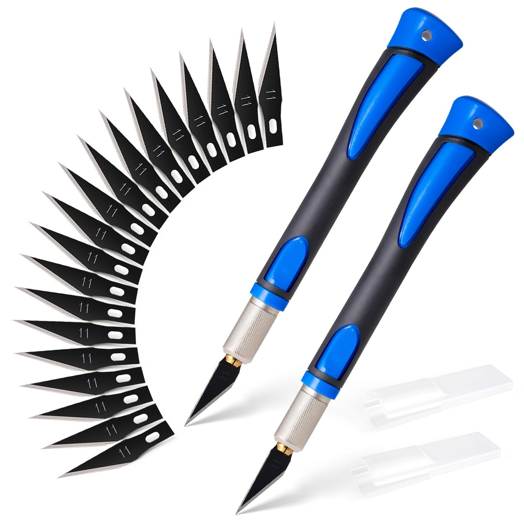 FOSHIO 2 Stück Skalpell Messer Set Bastelmesser SkalpellSet Basteln mit 20 pcs Ersatzklingen und Sch