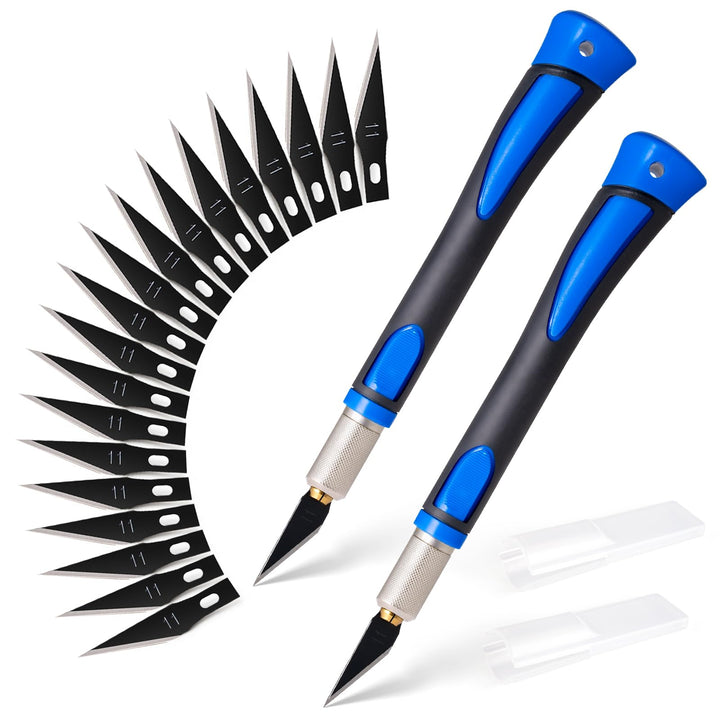 FOSHIO 2 Stück Skalpell Messer Set Bastelmesser SkalpellSet Basteln mit 20 pcs Ersatzklingen und Sch