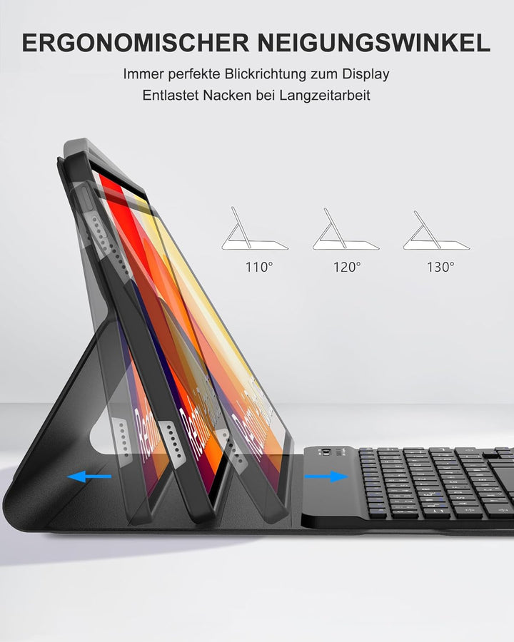 Hülle mit Tastatur für Xiaomi Redmi Pad SE 11 Zoll (2023), Abnehmbare Bluetooth 5.0 Keyboard Schutzh