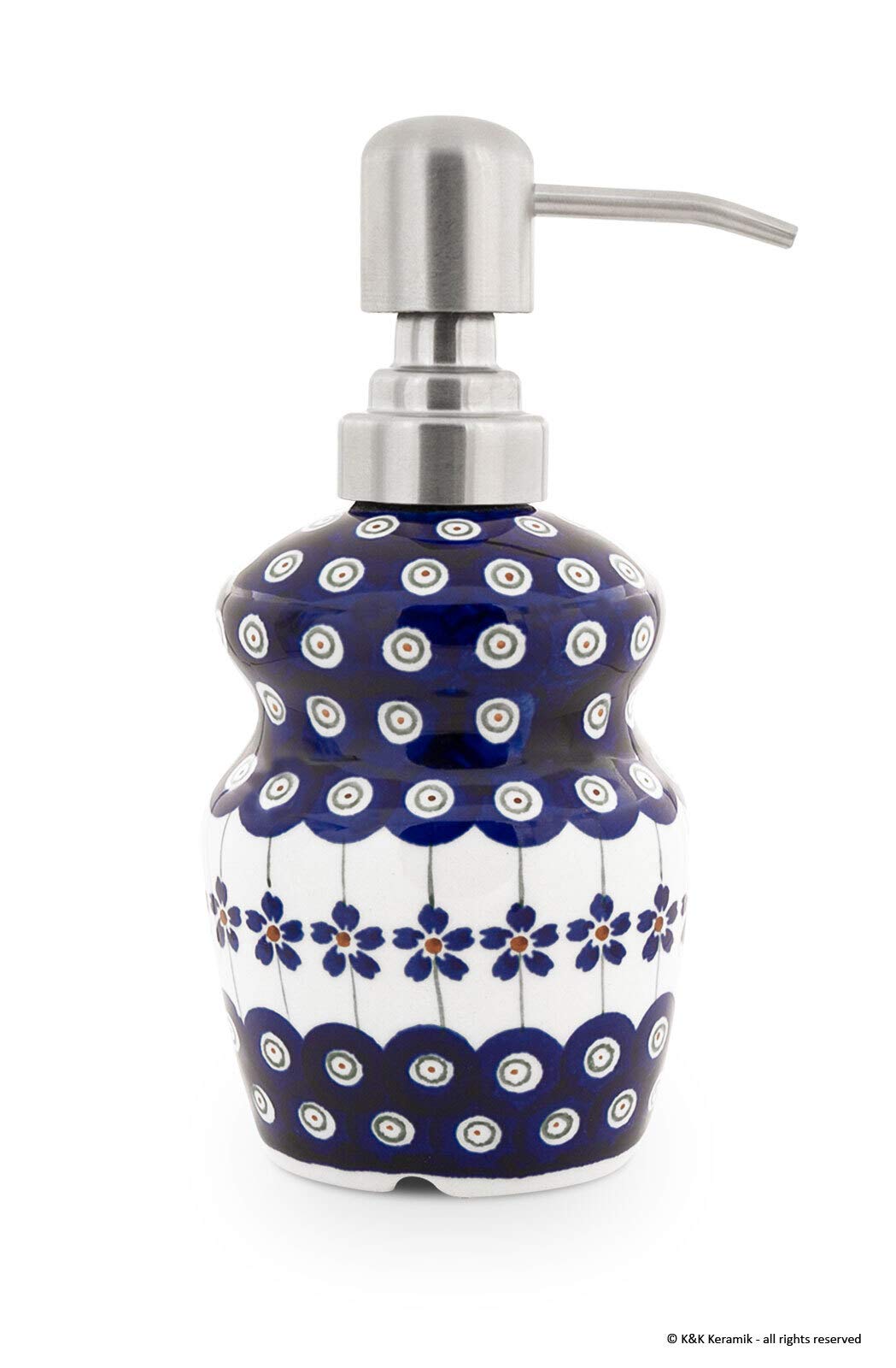 Bunzlauer Keramik Seifenspender für Flüssige Seife oder Shampoo 350 ml Lotionspender Pumpflasche (De