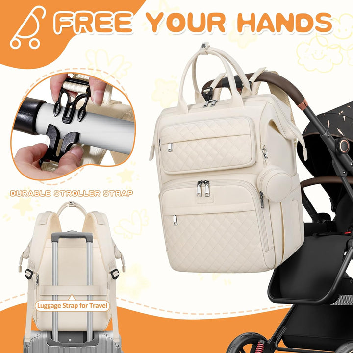 RAINSMORE Baby Wickelrucksack Gross Wickeltasche Rucksack mit Wickelauflage Schnullerhalter Kinderwa