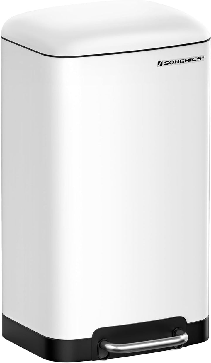 SONGMICS Mülleimer, 30 Liter Abfalleimer, Treteimer aus Stahl, mit Inneneimer und Deckel, Softclose,