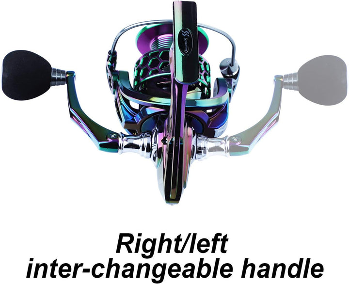 Sougayilang Bunte Angelrolle 13+1BB Ultra Glatte leistungsstarke und leichte Spinnrolle mit CNC Grap