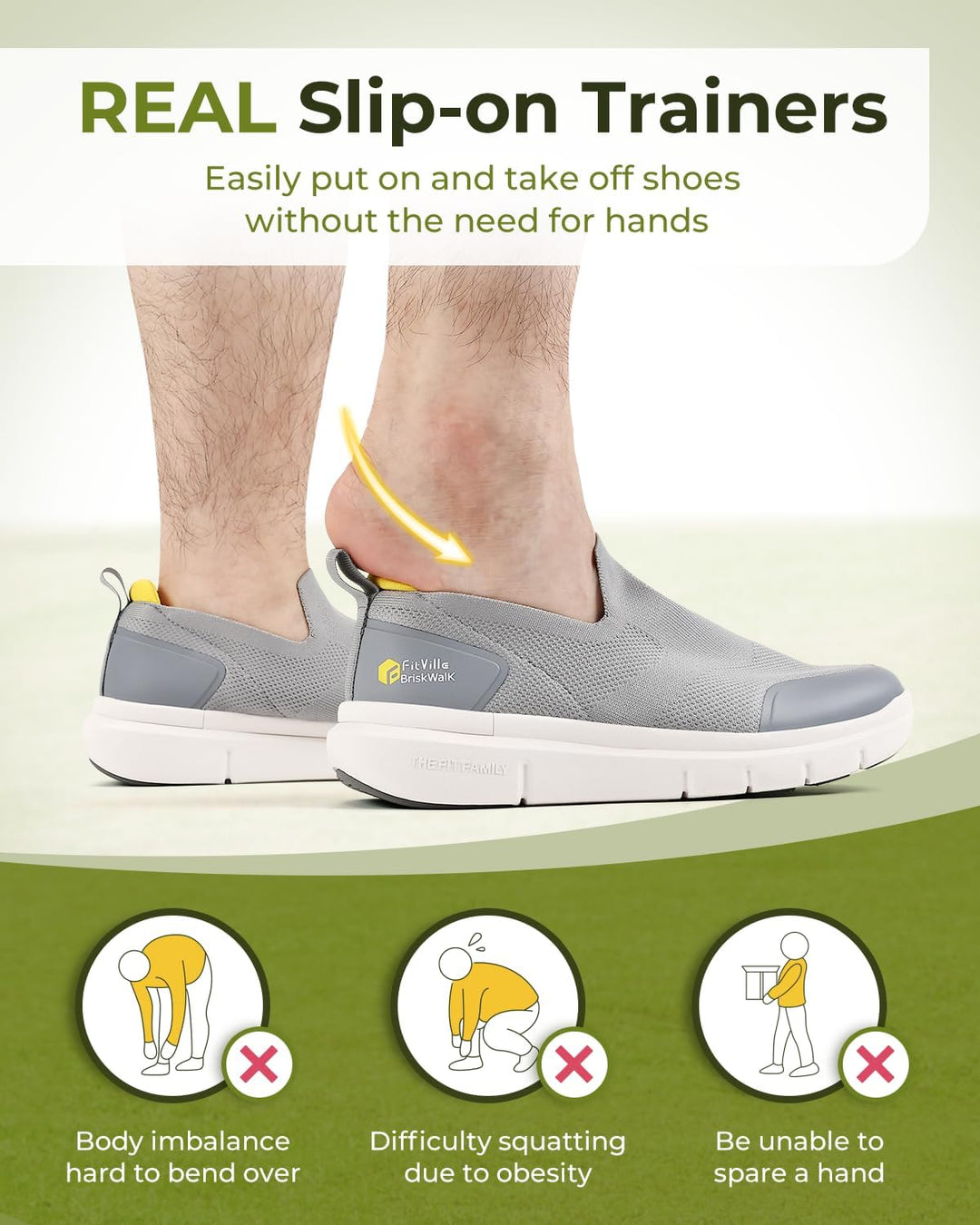 FitVille Herren Slip on Sneakers Extra Weite Leichte Slipper Schuhe Herren extra breit Atmungsaktiv