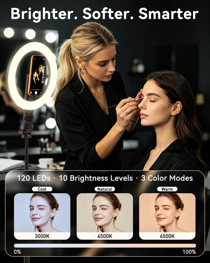 10,2" Magnetisches LED-Ringlicht Mit 76" Verstellbarem Stativ, 5000mAh Wiederaufladbares Selfie-Ring