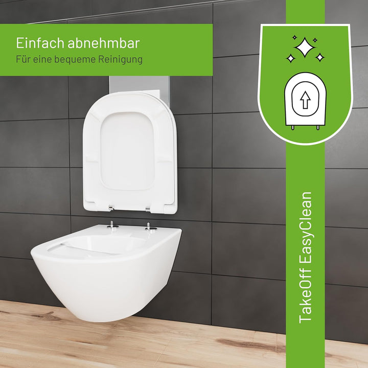 LUVETT® D900 Toilettendeckel mit Absenkautomatik D Form Weiss - SoftClose Klodeckel Abnehmbar - Klob