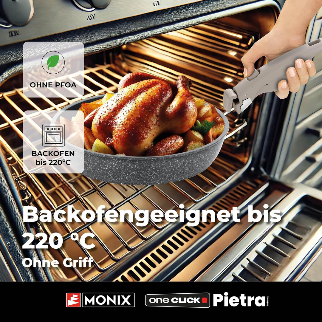 MONIX One Click Pietra | Set mit 3 stapelbaren Pfannen