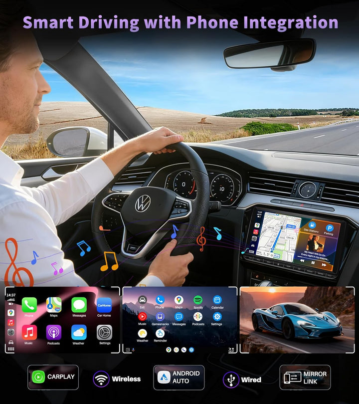 URVOLAX DAB+ Autoradio mit Bildschirm für VW Skoda Seat: 9 Zoll Doppel DIN Radio mit Wireless Apple