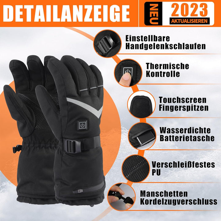 LOTTBUTY Beheizbare Handschuhe 2023 Upgrade,Beheizte Handschuhe Herren Damen mit 7.4V/2×5000mAh Wied
