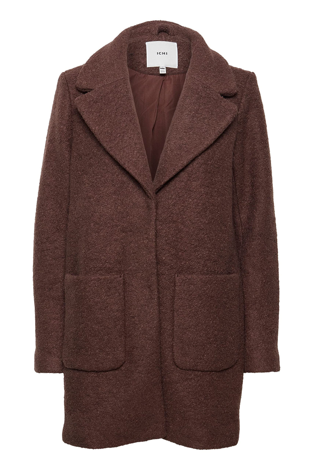 ICHI IHSTIPA JA Damen Wintermantel Wollmantel Winterjacke Kurzmantel mit Druckknöpfen und Reverskrag