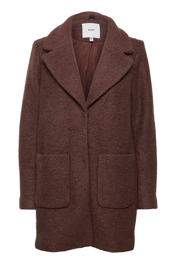 ICHI IHSTIPA JA Damen Wintermantel Wollmantel Winterjacke Kurzmantel mit Druckknöpfen und Reverskrag