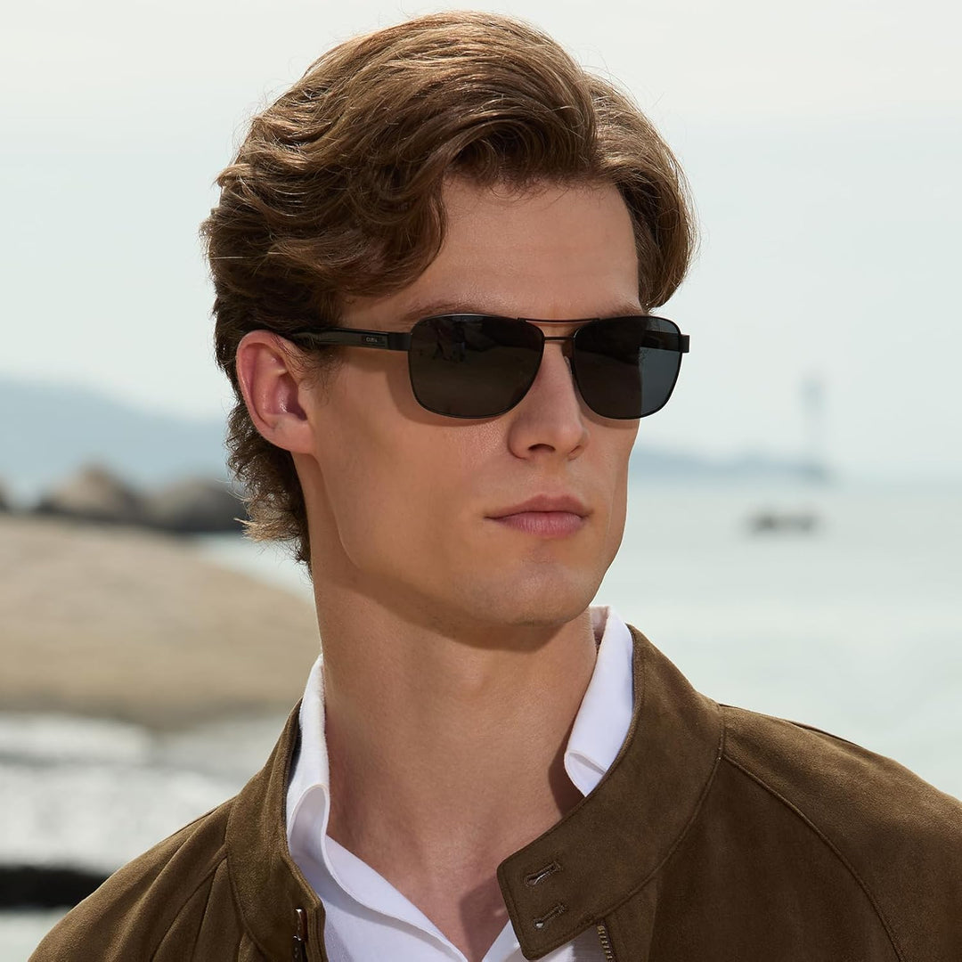CARFIA Pilotenbrille Sonnenbrille Herren UV400 polarisierte Sportbrille mit ultraleichtem Metallrahm