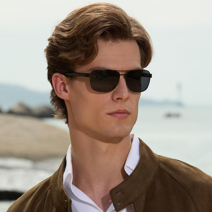 CARFIA Pilotenbrille Sonnenbrille Herren UV400 polarisierte Sportbrille mit ultraleichtem Metallrahm