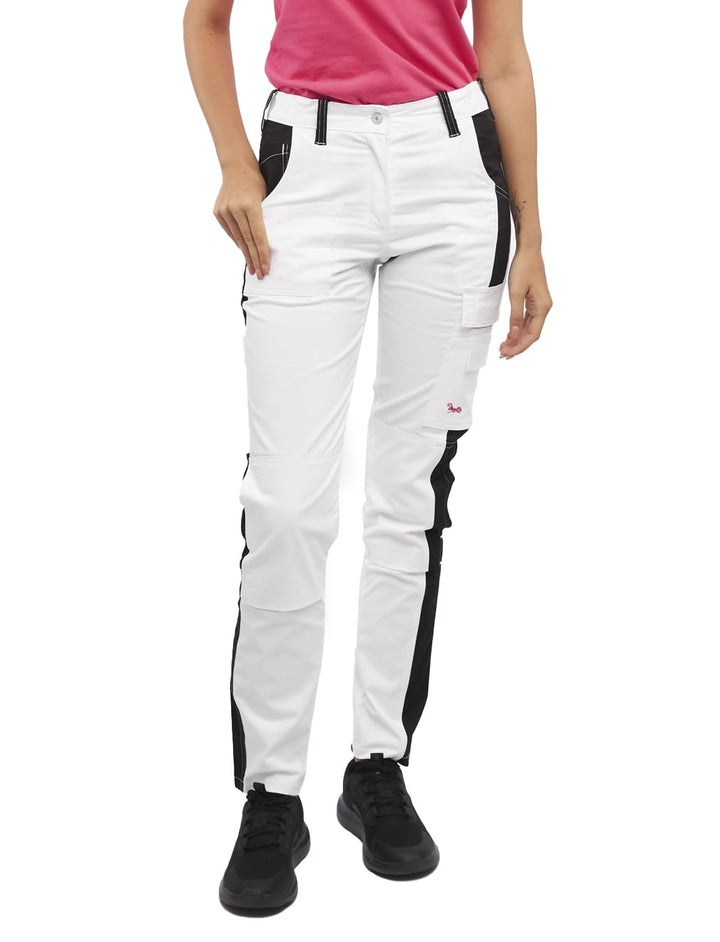 strongAnt Damen Arbeitshose komplett Stretch für Frauen Bundhose mit Kniepolstertaschen Schwarz Grau