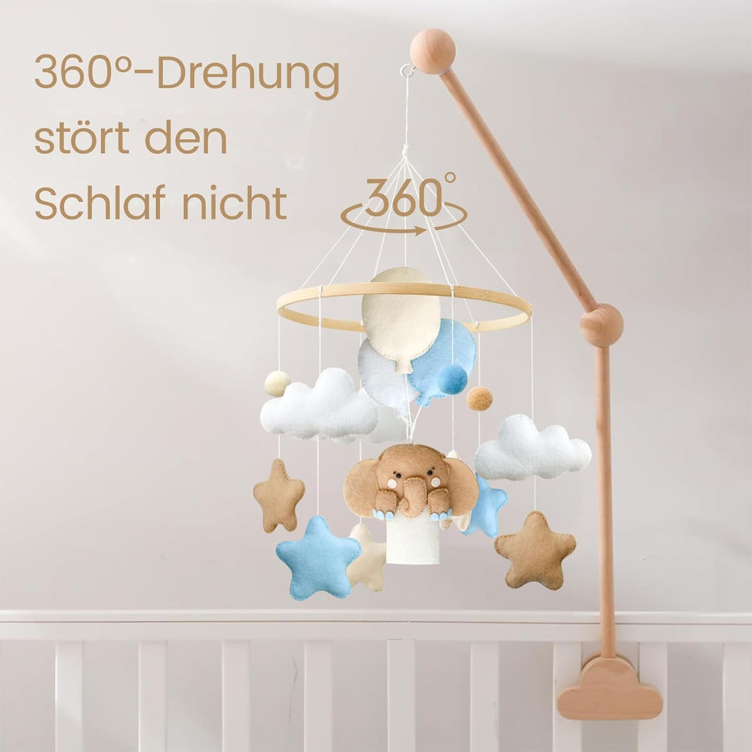 Tiere Mobile Baby Windspiele, 3D Heissluftballon Elefanten Baby Mobile für Bett, Babybett Mobile Wic