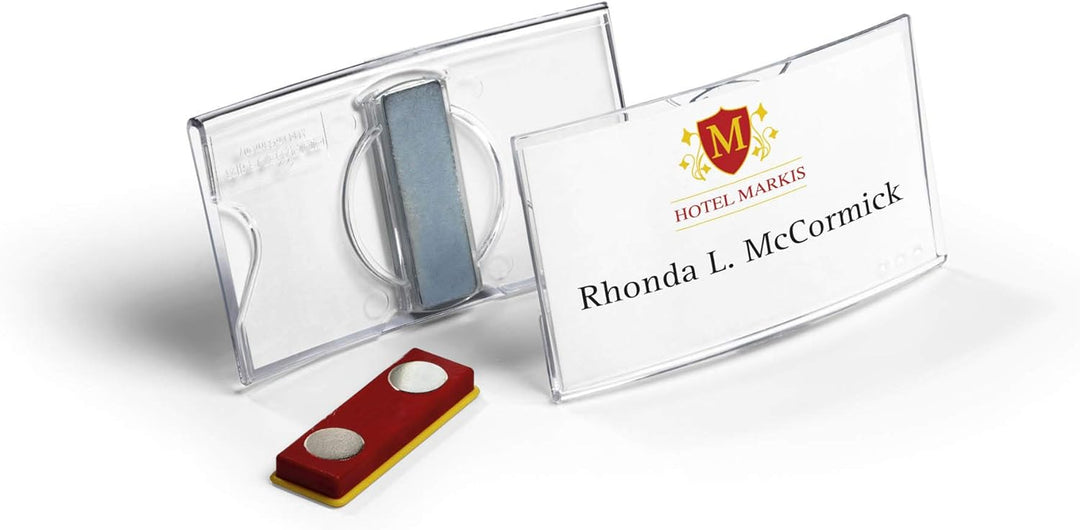 Durable Namensschild konvex (mit Magnet, 40 x 75 mm) Packung à 25 Stück, transparent, 812319, Magnet