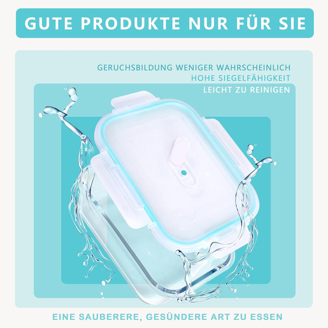 4er, Glas-Frischhaltedosen Set, Vorratsdosen, Robustes Borosilikatglas, Vorratsbehälter (1x 370 ml /