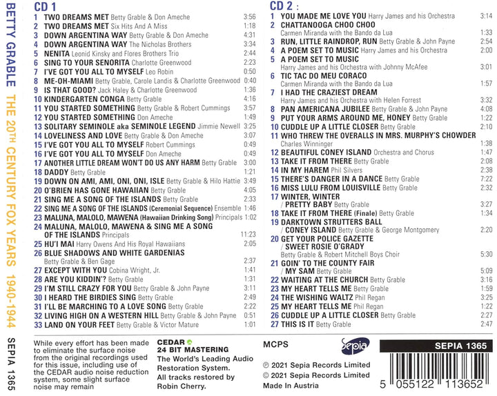 The 20th Century Fox Years Volume 1: 1940-1944, Audio-CD