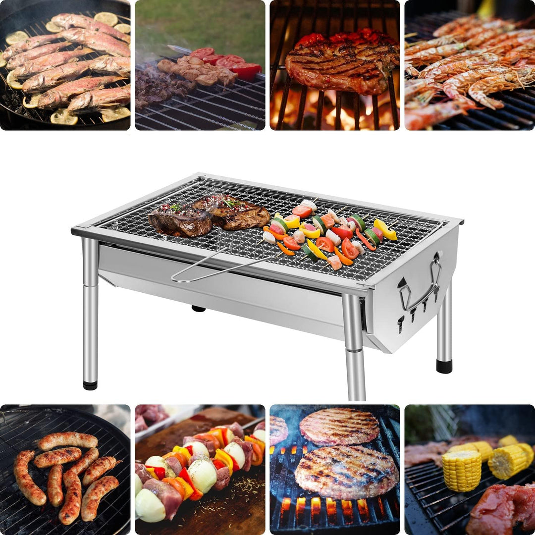 Sunjas Picknickgrill Edelstahl Holzkohlegrill Kleiner Grill Portable Campinggrill Abnehmbare BBQ Gri