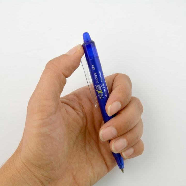 PILOT FriXion Clicker 0.7 – 6 Stück – Farben 2x Blau/Schwarz/Grün – Radierbarer, nachfüllbarer Gel