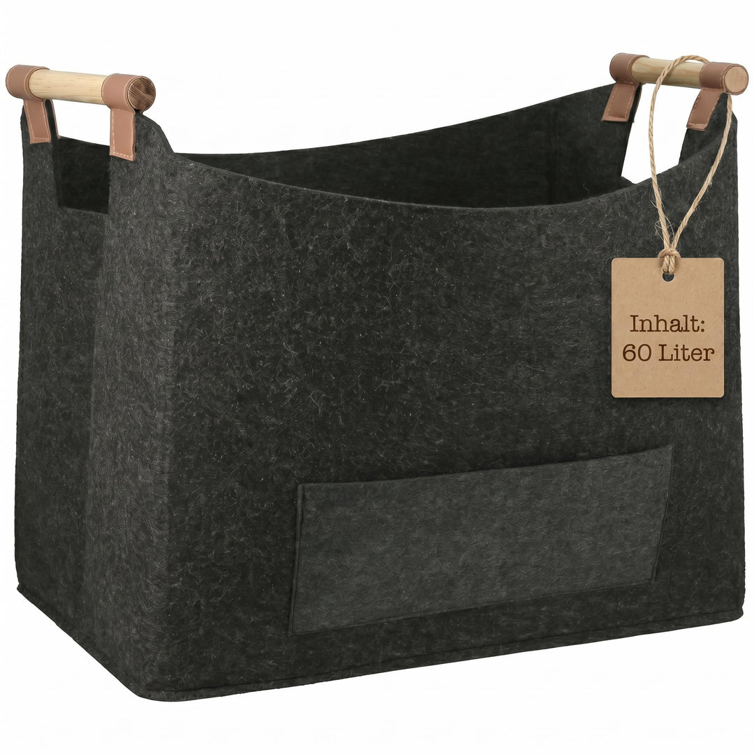 GILDE Holzkorb für Kaminholz gross Kaminholztasche Brennholzkorb aus robustem Filz – Kaminholzkorb–