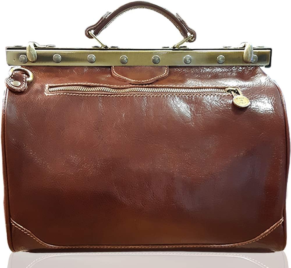 Leder Arzttasche Doktortasche Hebammentasche, Marrone (ML)
